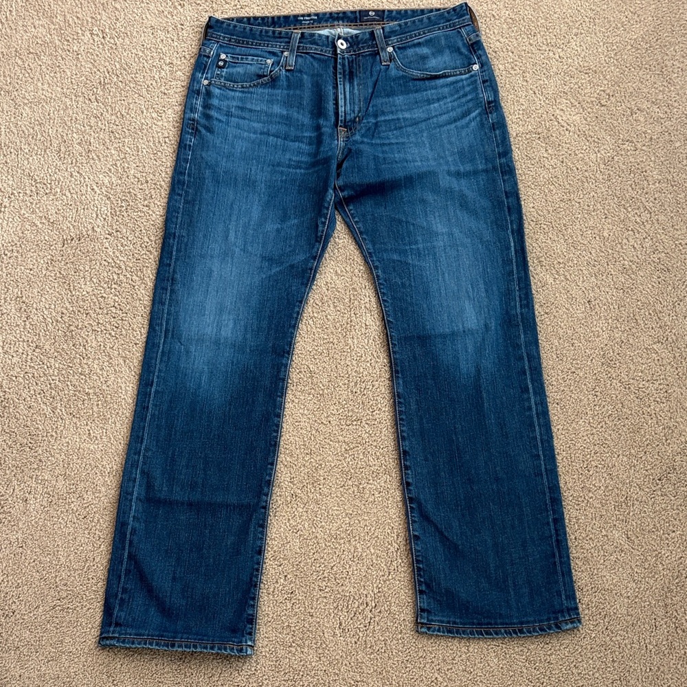 Ag Adriano Goldschmmied Men's Protege Blue Straight Jeans 34W 34L